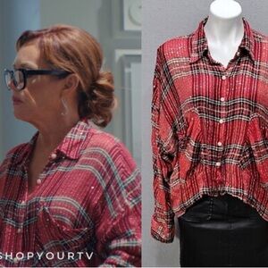 Style & Co. Sparkly plaid button down shirt